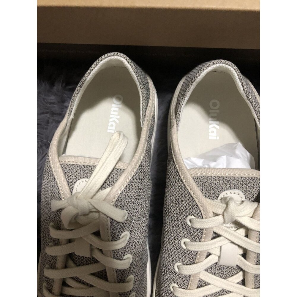 Olukai Womens Pehuea Li Lace up Canvas Sneakers Shoes, Size 9.5, Tapa/White Sand - Picture 3 of 6